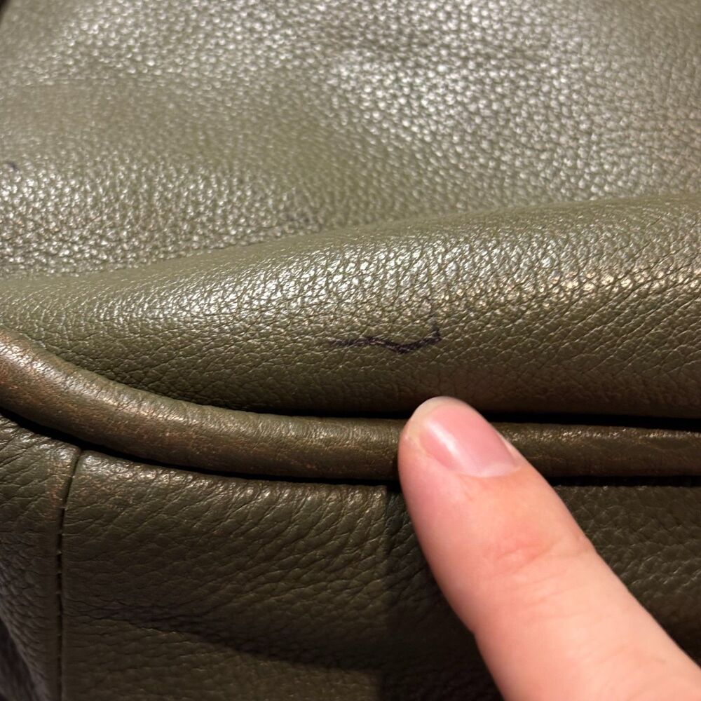Fossil Olive Green Pebbled Leather & Suede Saddle Bag - Picture 5 of 16